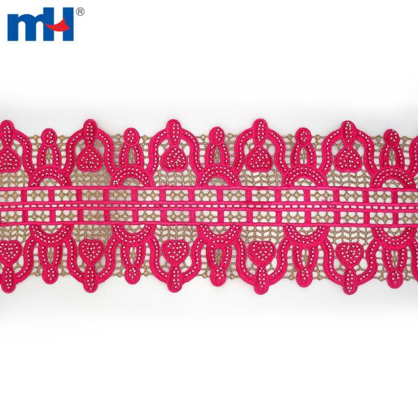 African lace trim with rhinestones