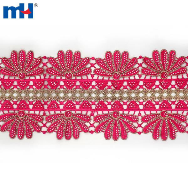 African lace trim with rhinestones
