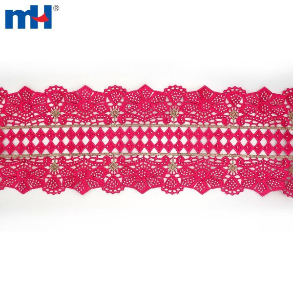African lace trim with rhinestones