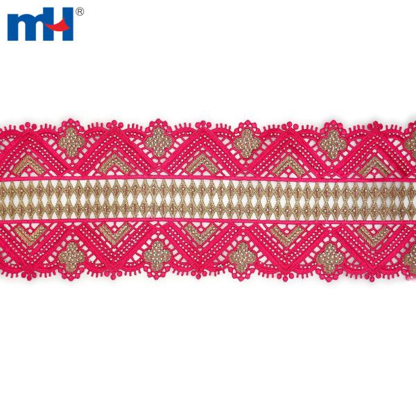 African lace trim with rhinestones