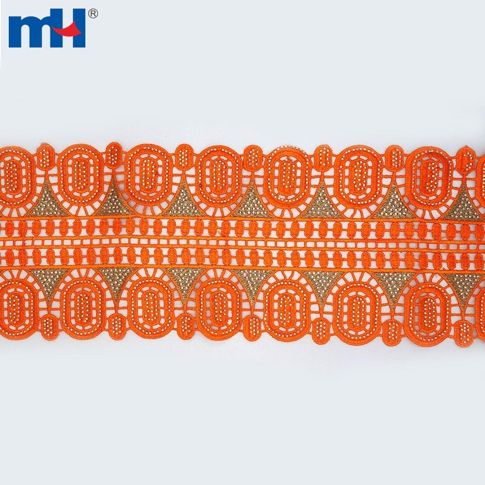 African lace trim with rhinestones