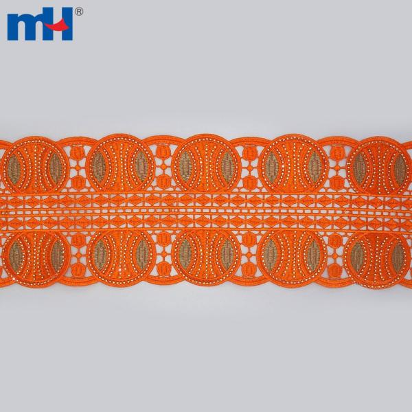 African lace trim with rhinestones