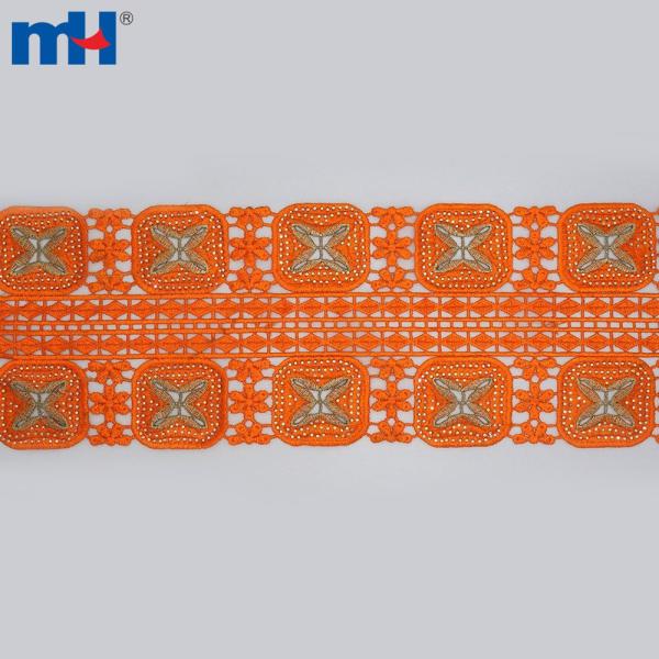 African lace trim with rhinestones