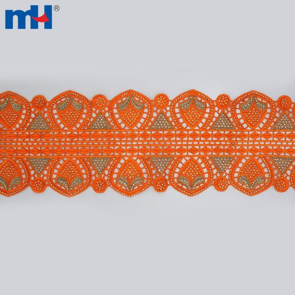 African lace trim with rhinestones