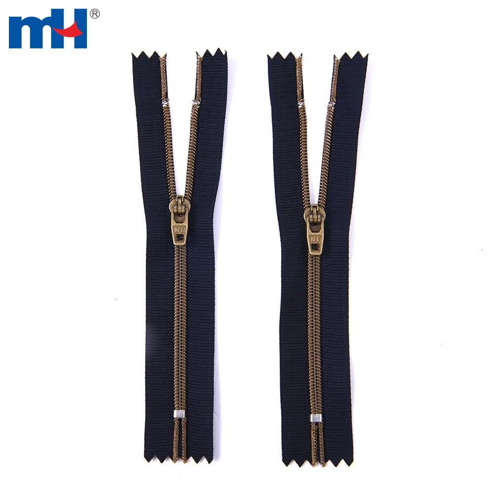 #3.5 Zíper Enrolado de Nylon Metálico de Latão Antigo