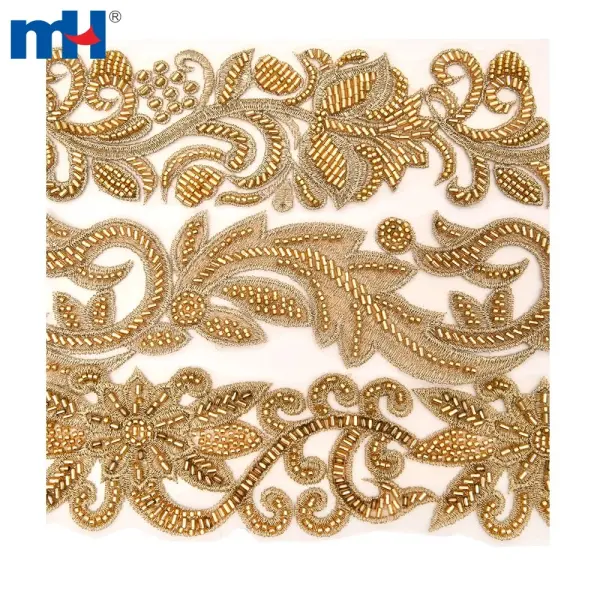 Decoración de boda de encaje bordado dorado