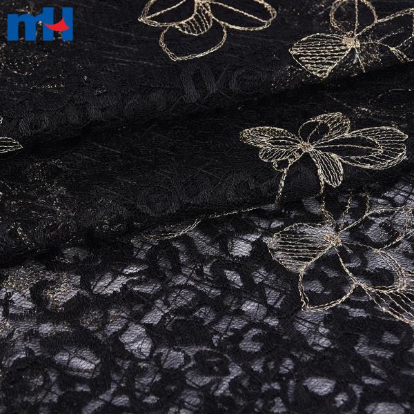 Pizzo floreale metallizzato oro/nero