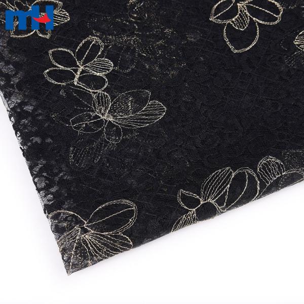 Pizzo floreale metallizzato oro/nero