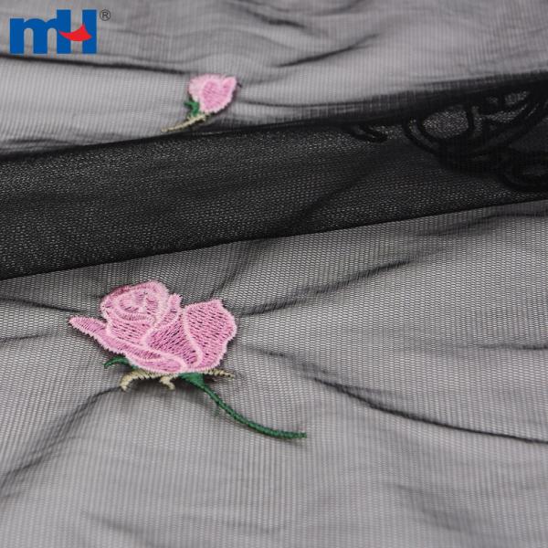 Embroidered tulle lace fabric