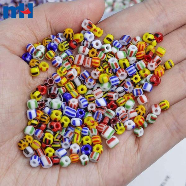 Ceramic beads striped round beads