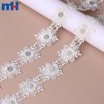 Water-soluble chemical lace decoration with rhinestones
