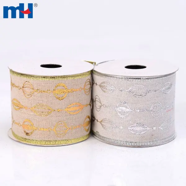Glitter Christmas Ribbon, Wired Satin Ribbon