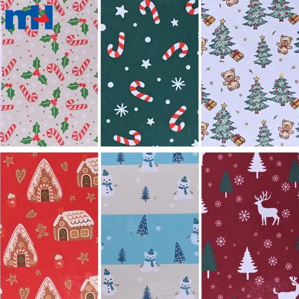 Dokunmamış keçe kumaştan yapılmış Noel temalı baskılar