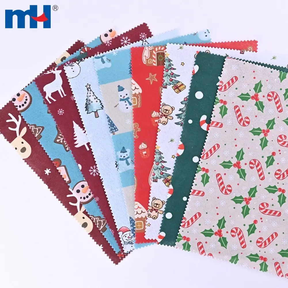 Dokunmamış keçe kumaştan yapılmış Noel temalı baskılar
