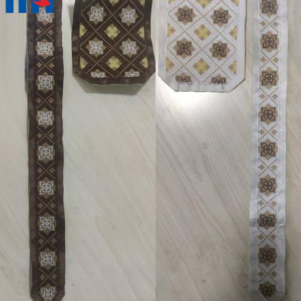 Bordados con cintas, cruces y bordados con hilos.