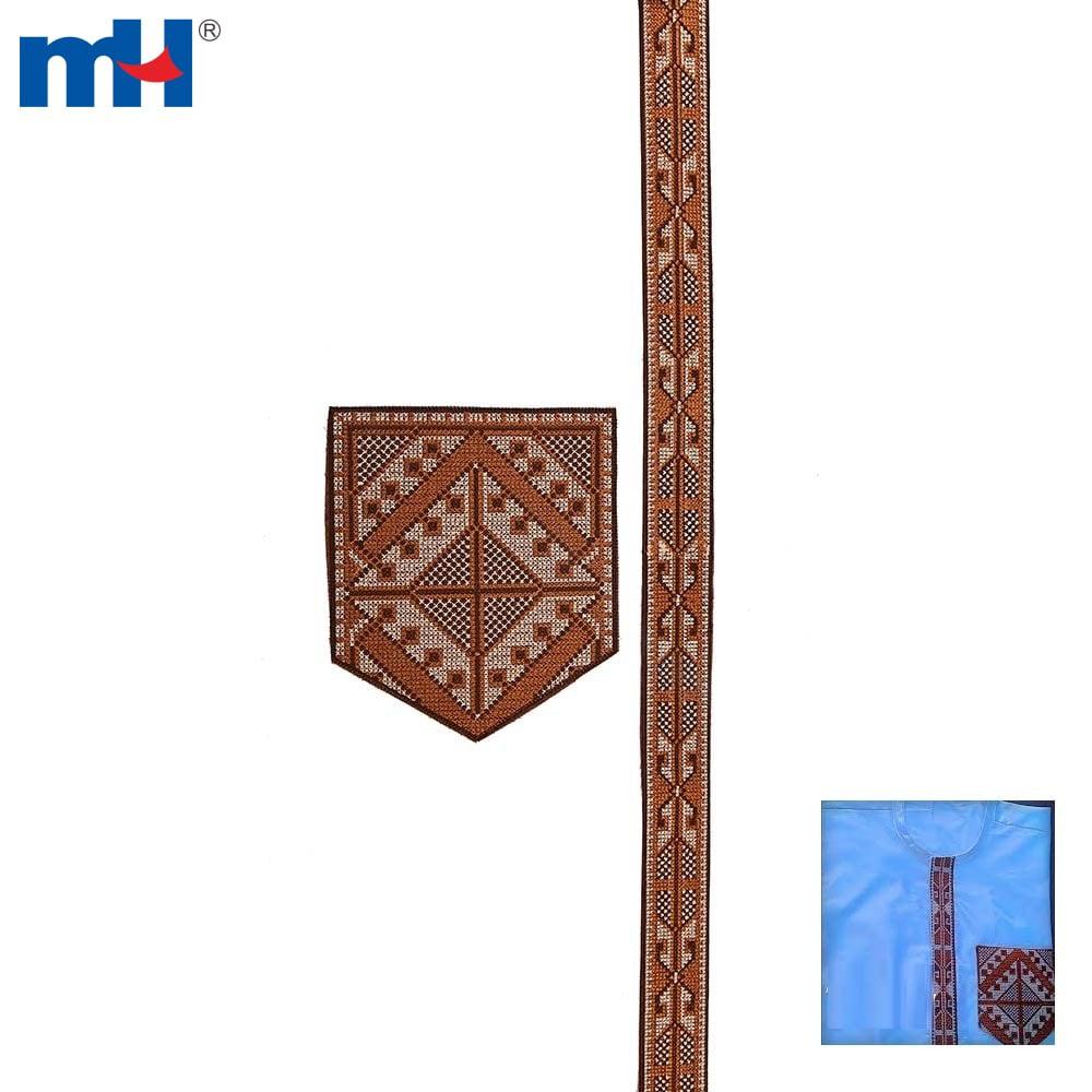 Bordados con cintas, cruces y bordados con hilos.