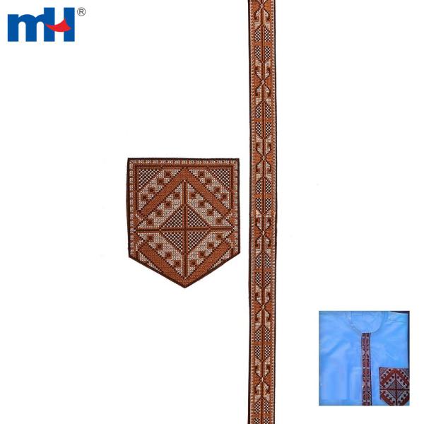 Bordados con cintas, cruces y bordados con hilos.
