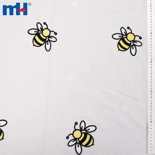 İşlemeli pamuklu poplin kumaş