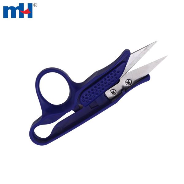 Tijeras de hilo con mango de plástico para cortar hilo.