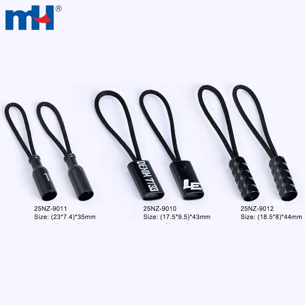 Wholesale zinc alloy decorative zipper with polyester rope