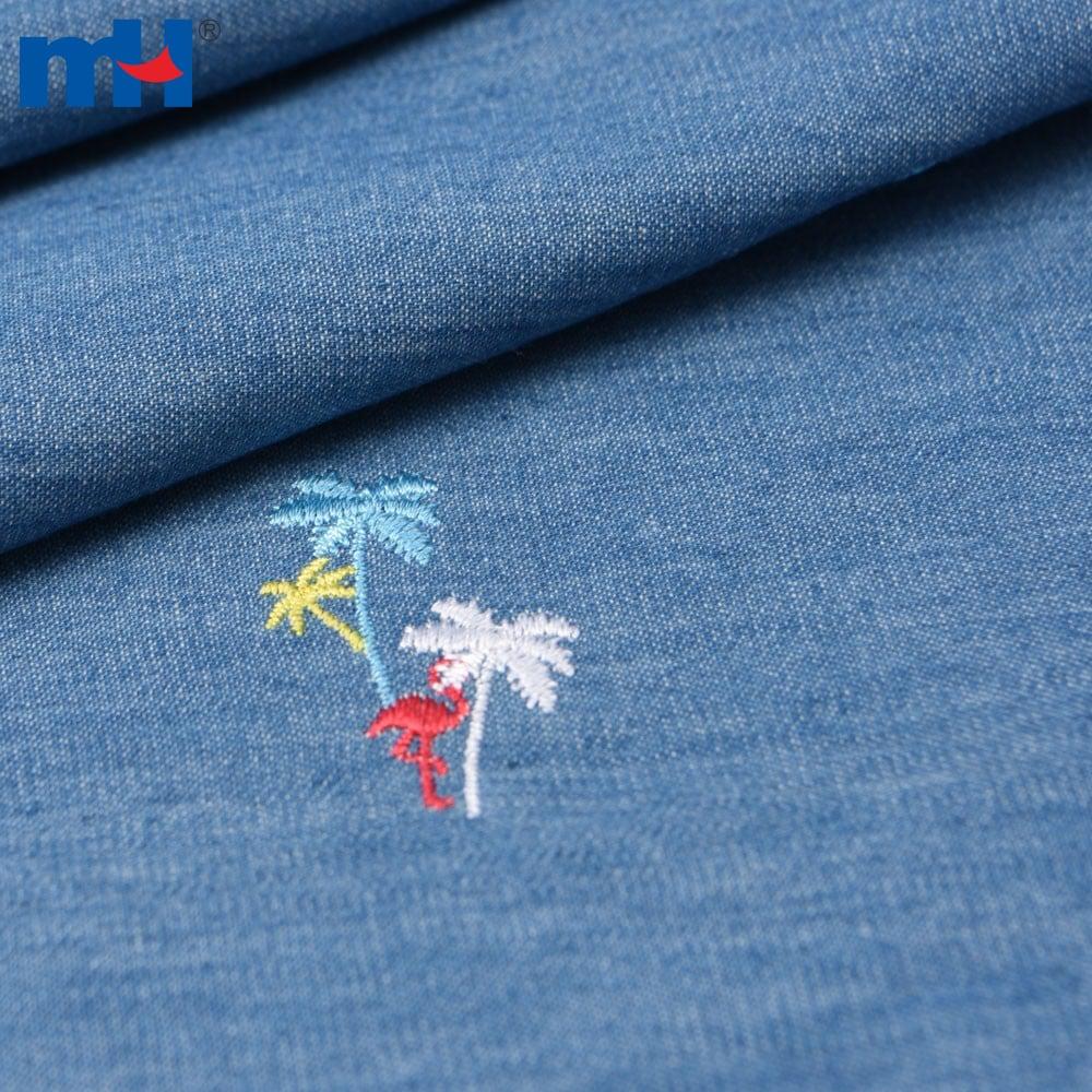 Embroidered denim fabrics