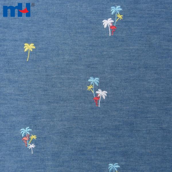 Embroidered denim fabrics
