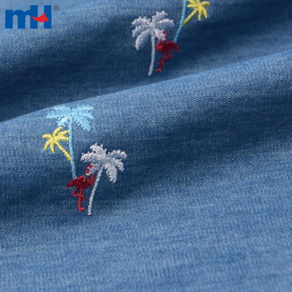 Embroidered denim fabrics