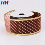 Nastro natalizio in organza a righe diagonali