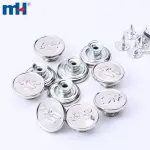 Bottone in metallo inciso argento in lega di zinco da 17 mm per jeans