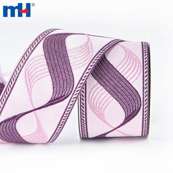 Embroidered ribbon with ethnic motifs