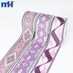 Embroidered ribbon with ethnic motifs