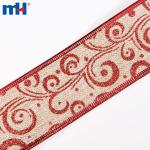 Nastri natalizi, nastri con bordo in filo metallico, nastri di tela