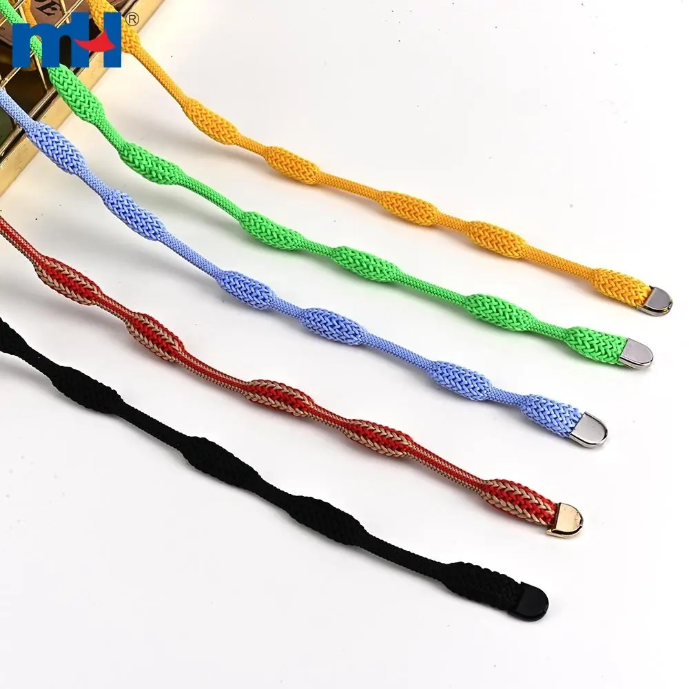 Cordão de crochê com cordão de poliéster premium (redondo de 10 mm) com pontas de metal
