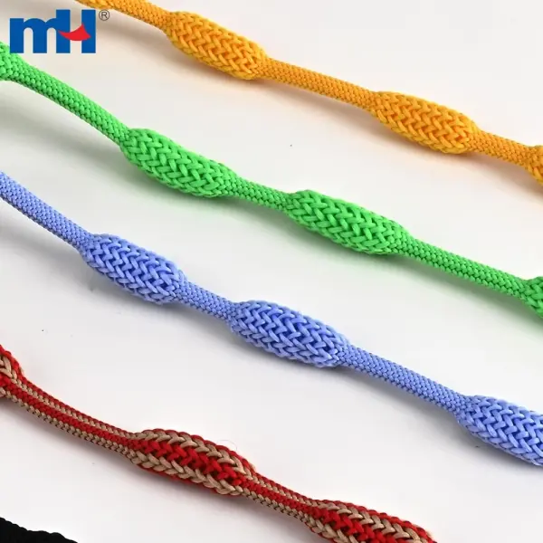Cordão de crochê com cordão de poliéster premium (redondo de 10 mm) com pontas de metal