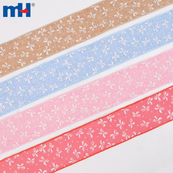 40mm floral print burlap ribbon