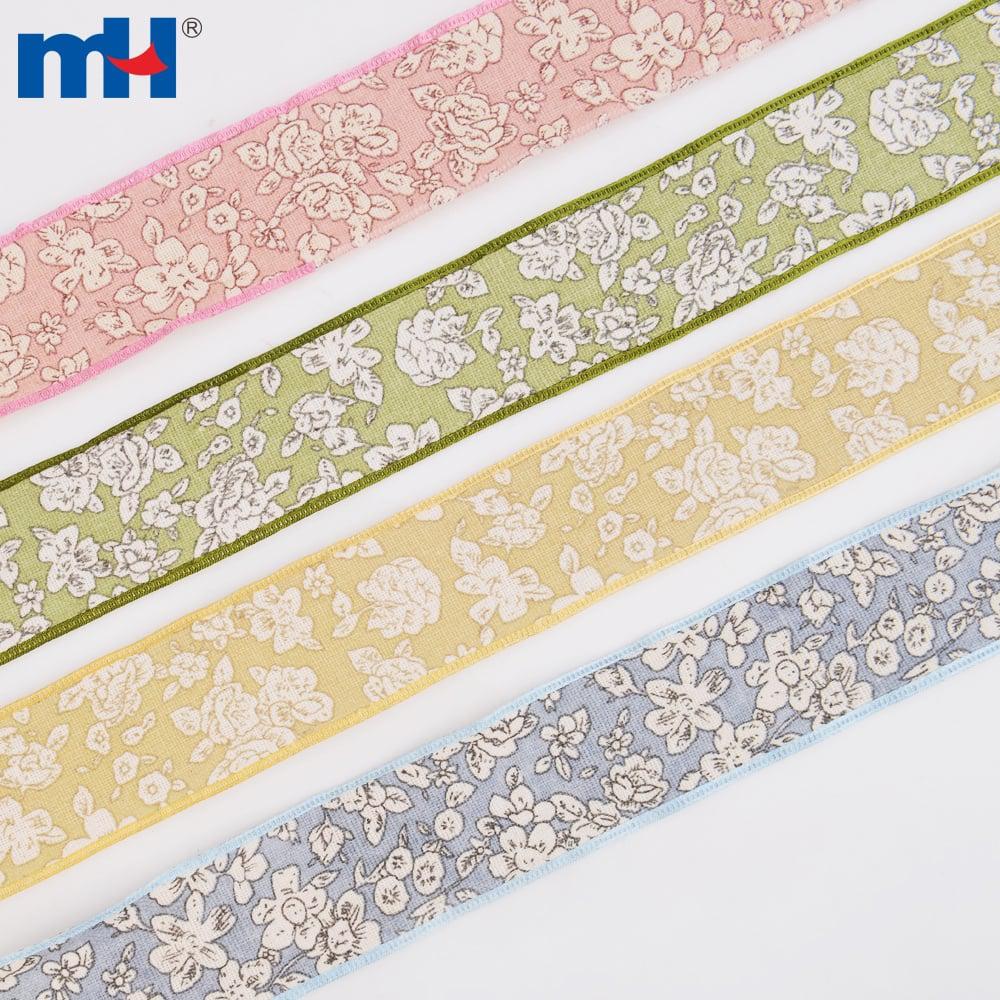 40mm floral print burlap ribbon