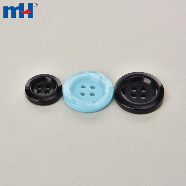 Sew-on resin buttons in different sizes