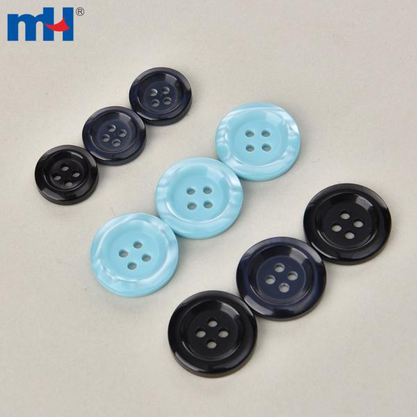 Sew-on resin buttons in different sizes