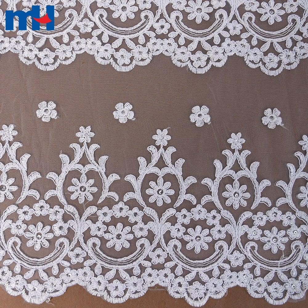 Tessuto di pizzo da sposa con paillettes all'ingrosso