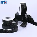 Shiny nylon velvet ribbon with shiny metallic threads