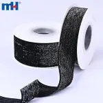 Shiny nylon velvet ribbon with shiny metallic threads