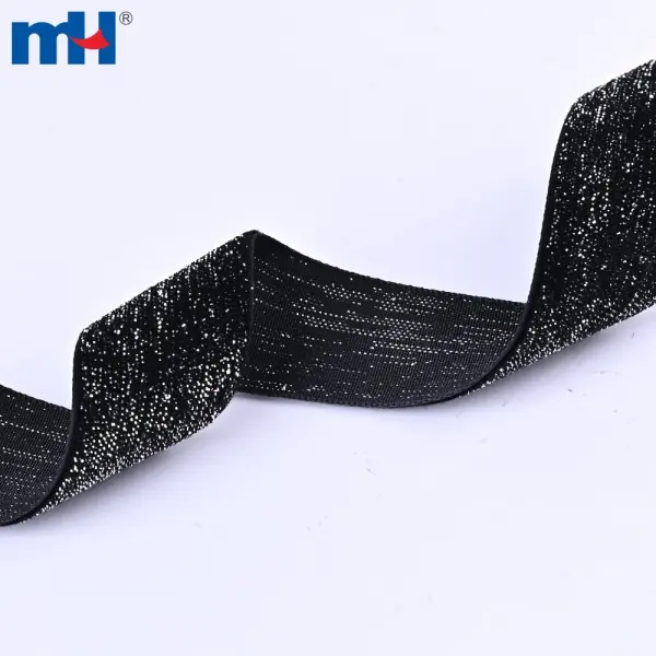 Shiny nylon velvet ribbon with shiny metallic threads