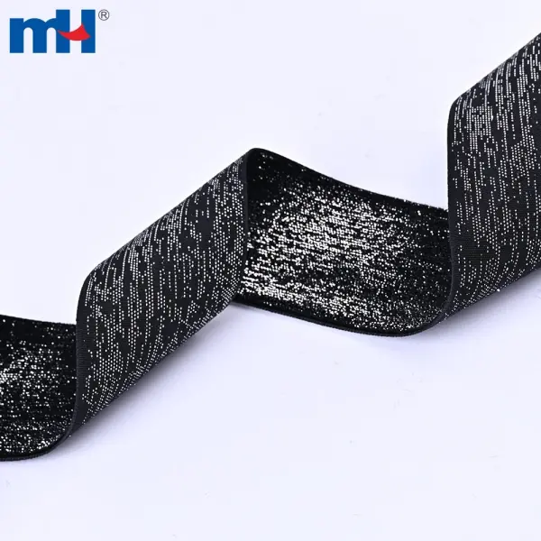 Shiny nylon velvet ribbon with shiny metallic threads