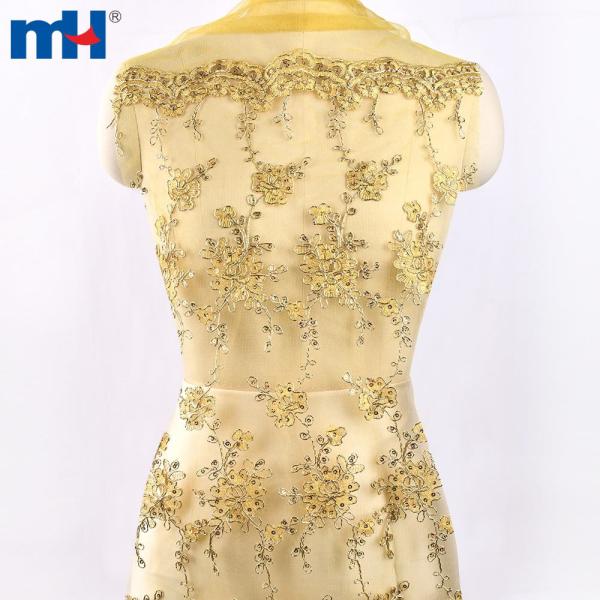Halat işlemeli dantel kumaş