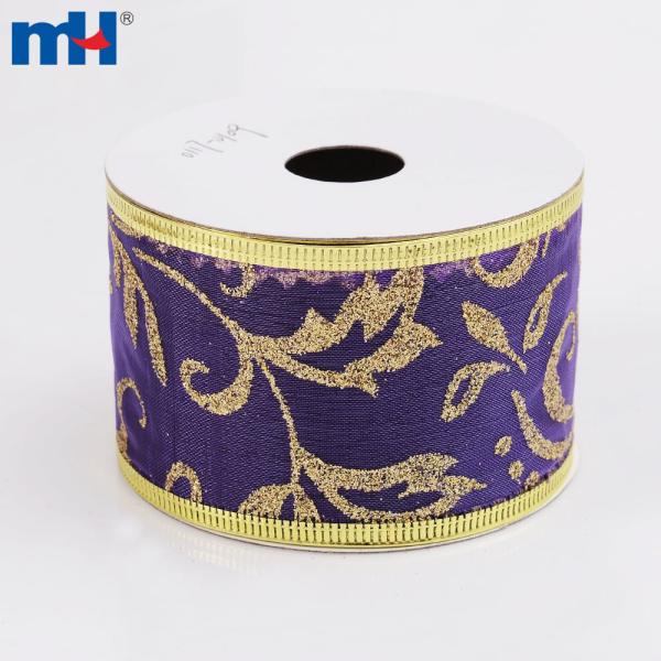 Organza Christmas ribbons with shiny wire edges
