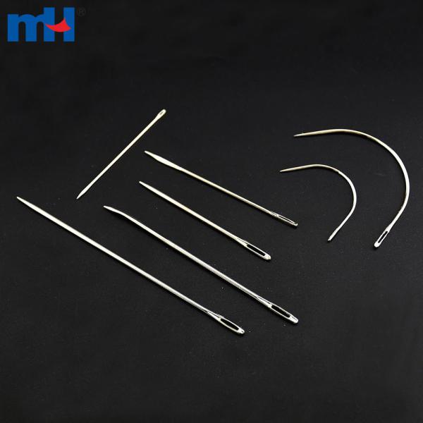 Juego de agujas de coser para reparación manual.