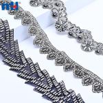 Hot adhesive beading tape with glass tube beads and rhinestones