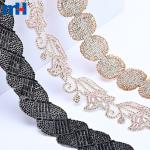 Hot adhesive beading tape with glass tube beads and rhinestones