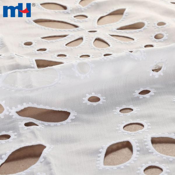 Embroidery on fabric by laser cutting