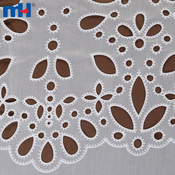 Embroidery on fabric by laser cutting